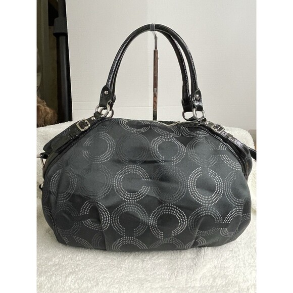 Coach Madison Dotted Op Art Sophia Satchel Bag Purse Large. Black. 15957 - Picture 2 of 16